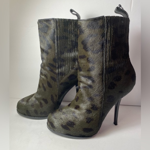 Alexander Wang aymeline Ponyhair boots heels Green Camo Leopard 36 - Picture 3 of 9